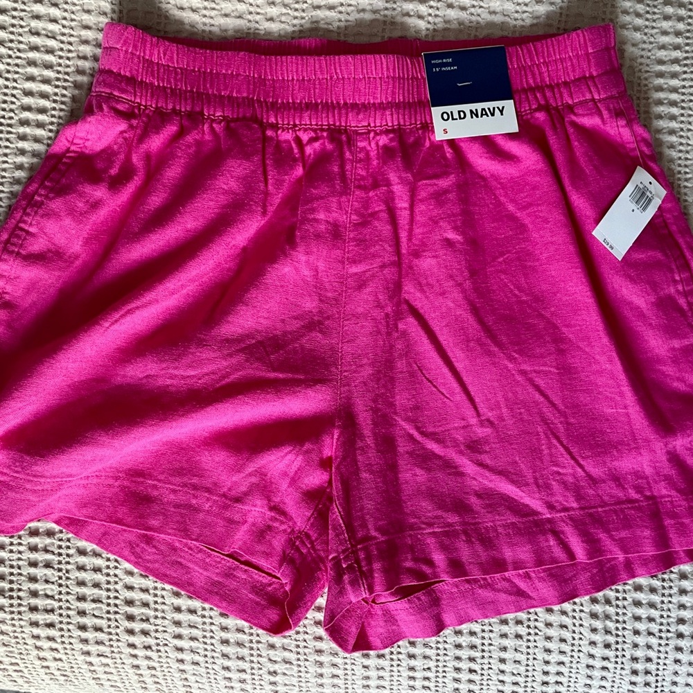 High-Waisted Linen-Blend Pull-On Shorts -- 3.5-inch inseam